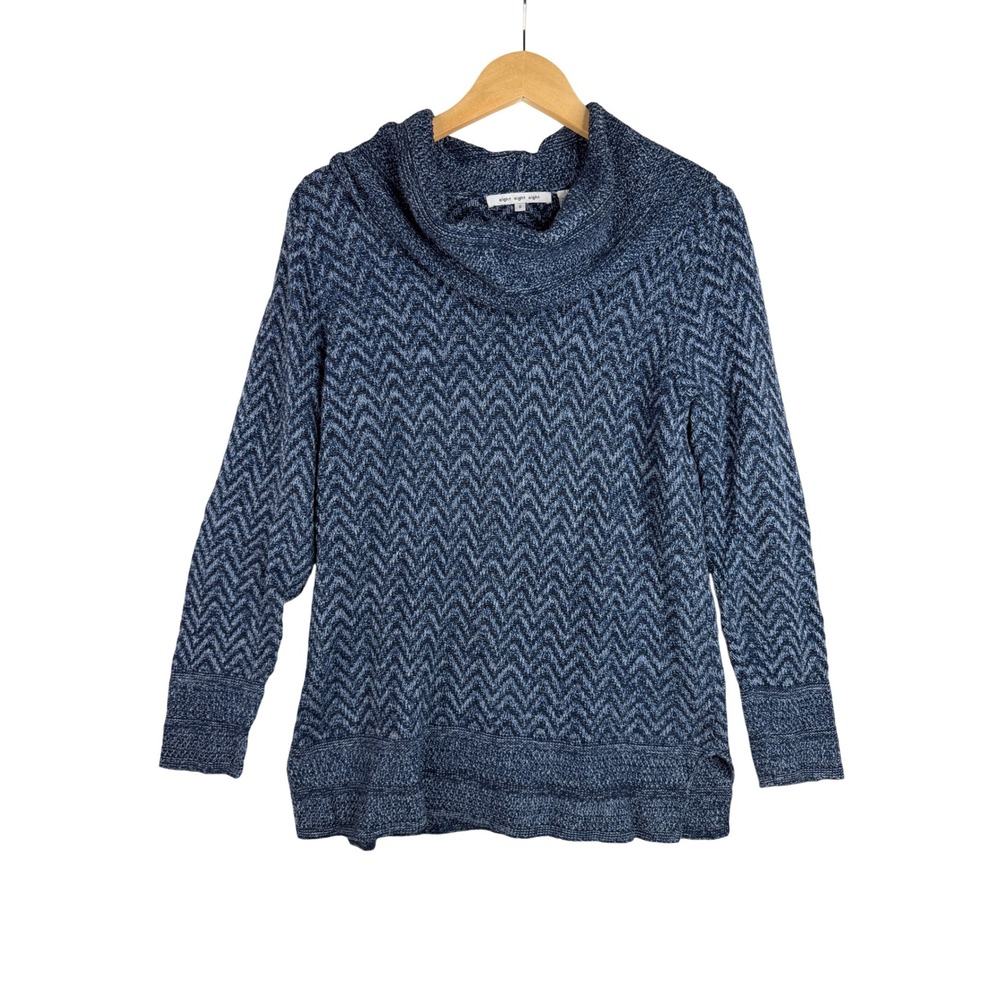Eight eight eight Cowlneck Textured Marled Knit Sweater size Small Blue
